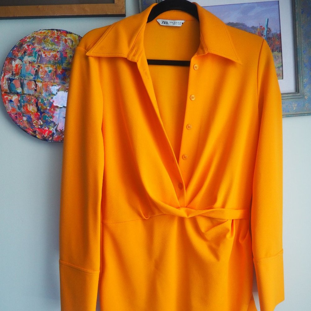Never Worn Zara Mini Shirtdress in Orange